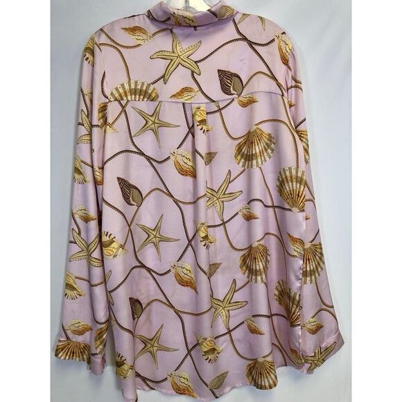 Vintage Morgana Button Up Shirt SIZE XL Blouse Made in Italy Shell Print Coastal - Picture 5 of 14